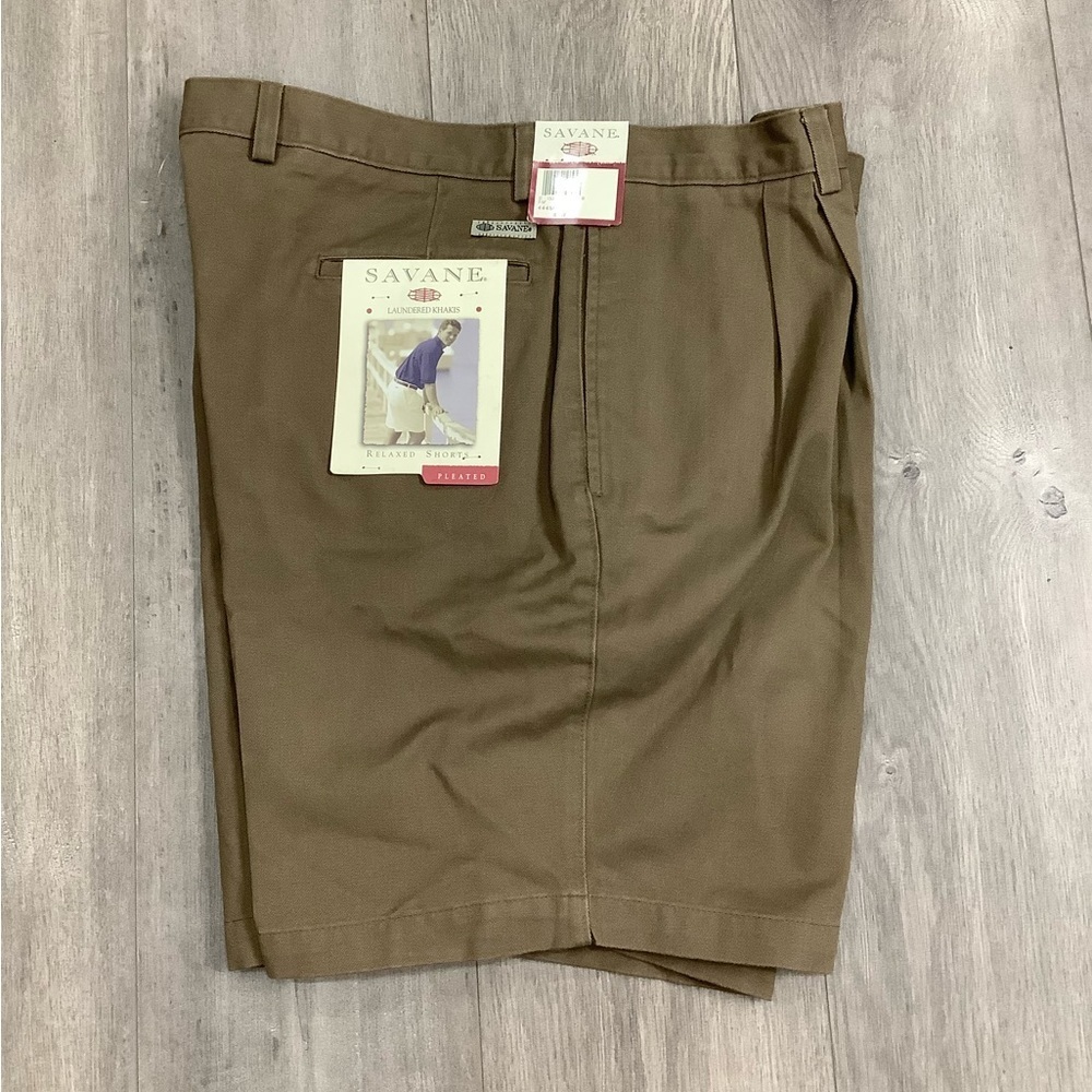 Men's Savane 40 XL Shorts Toffee Pleated Chino Khakis 4 Pockets Golf Cotton NWT - Picture 5 of 8